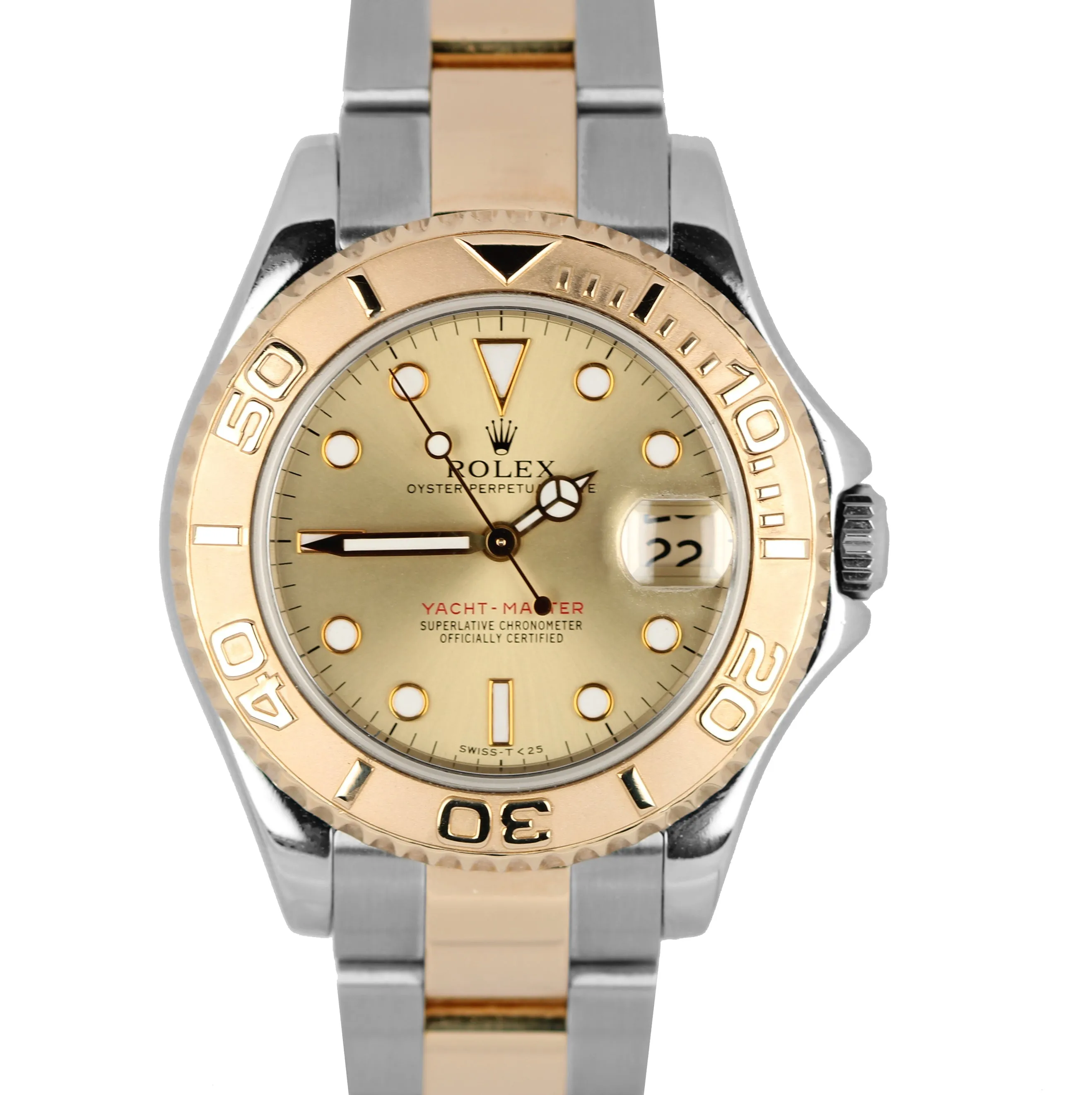 Rolex Yacht-Master Two-Tone Stainless 18K Mid-Size Champagne 35mm Watch 68623