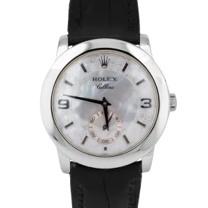 RSC Rolex Cellini Cellinium JUBILEE MOTHER OF PEARL Platinum 35mm 5240/6 Watch