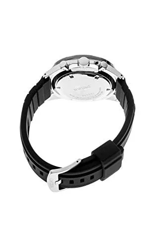 Seiko Men's Stainless Steel Japanese Quartz Silicone Strap, Black, Casual Watch (Model: SSB347)