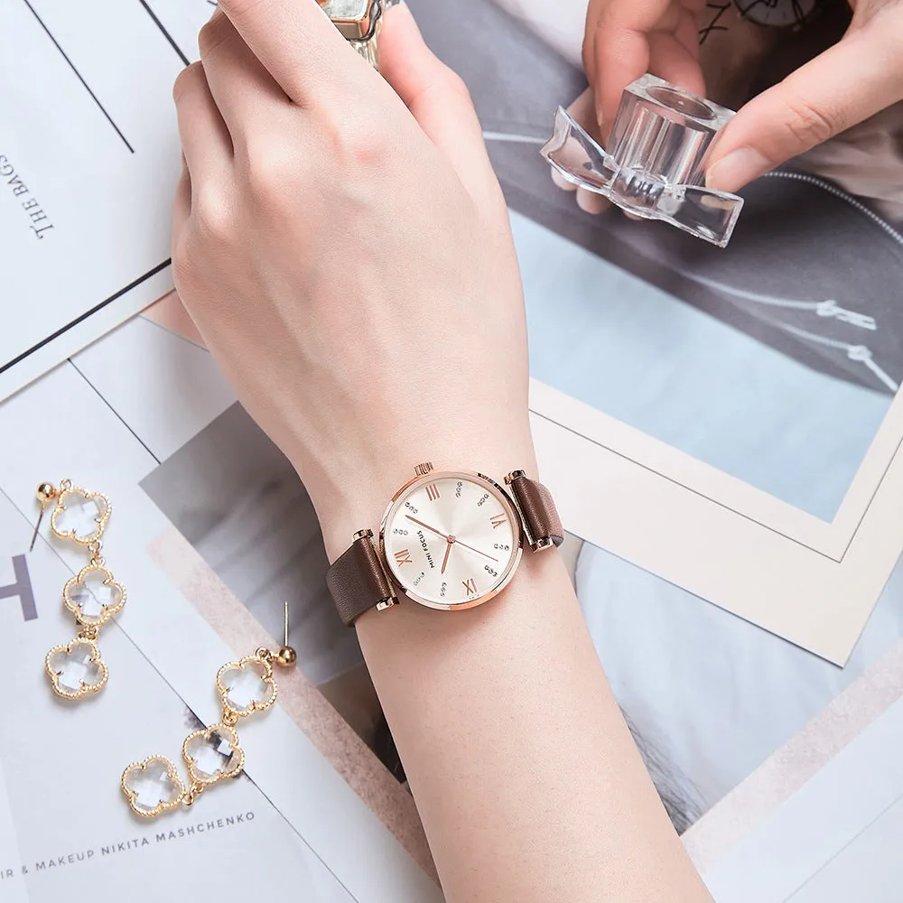 Simple and stylish Japanese movement leather women's watch