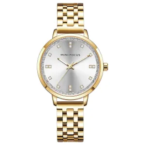 Simple diamond inlaid Japanese movement waterproof steel strip quartz watch