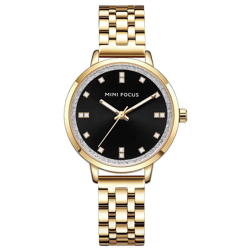Simple diamond inlaid Japanese movement waterproof steel strip quartz watch