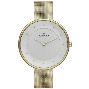 Skagen Gitte Gold Mesh Bracelet Silver Dial Quartz Watch for Ladies - SKW2141
