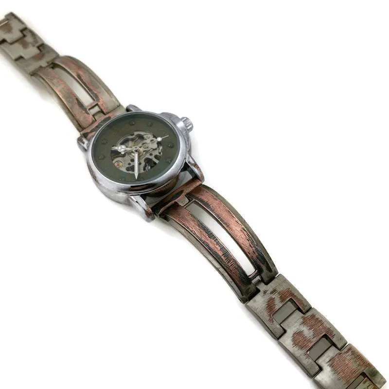 Small Automatic Mechanical Watch, blue Dial