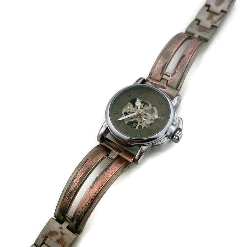 Small Automatic Mechanical Watch, blue Dial