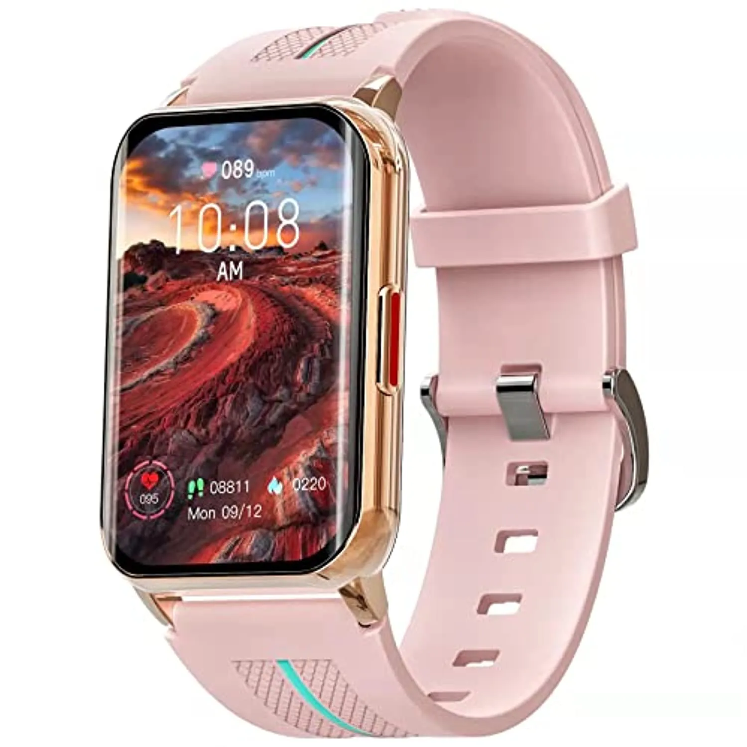 Smart Watch for Android iOS Phones ,1.57 inch Full Touch Screen Fitness Tracker with Heart Rate & Blood Oxygen Monitoring IP68 Waterproof Smart Watches for Men Women (Pink)