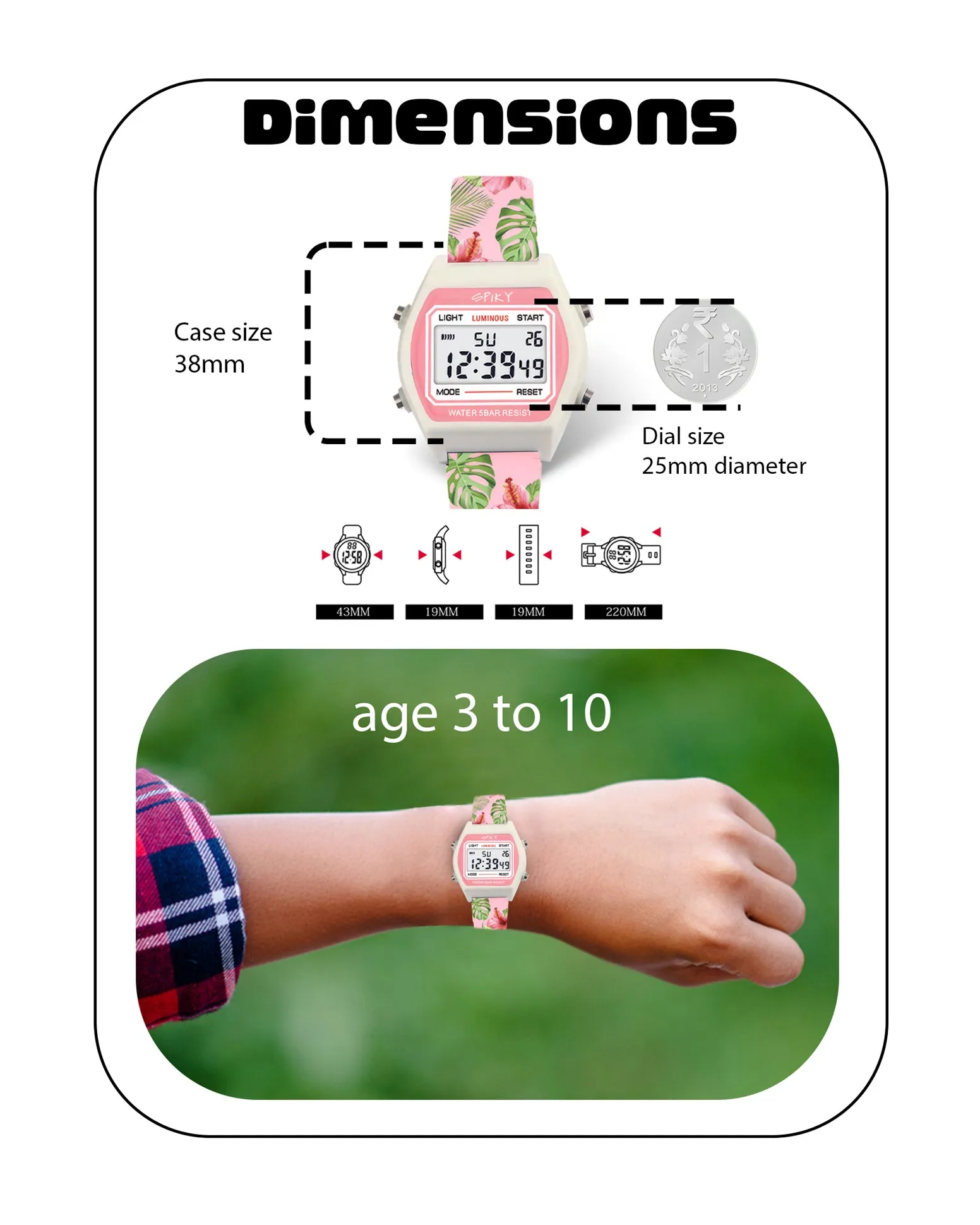 Spiky Eva25 Unique Square Multi Functional Sports Digital Watch - Blue