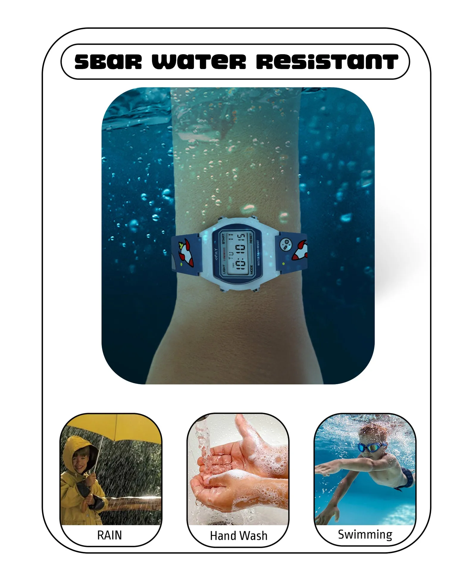 Spiky Eva25 Unique Square Multi Functional Sports Digital Watch - Blue
