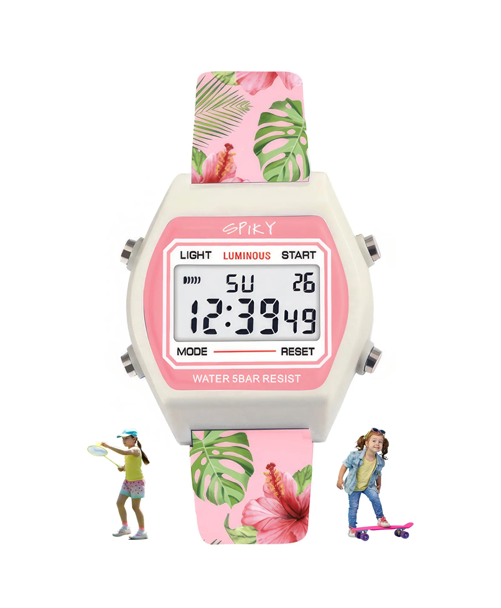 Spiky Eva25 Unique Square Multi Functional Sports Digital Watch - Blue