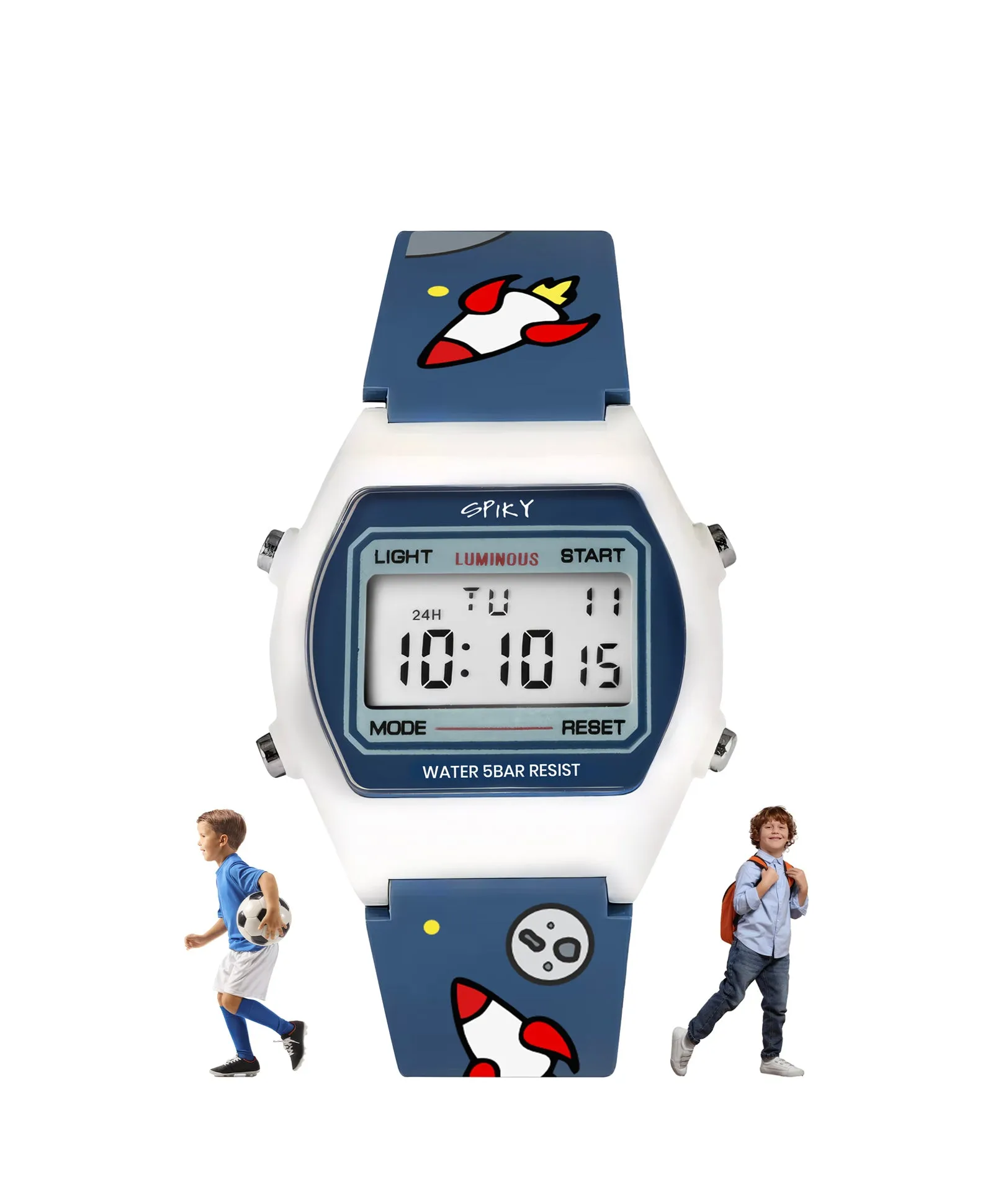 Spiky Eva25 Unique Square Multi Functional Sports Digital Watch - Blue