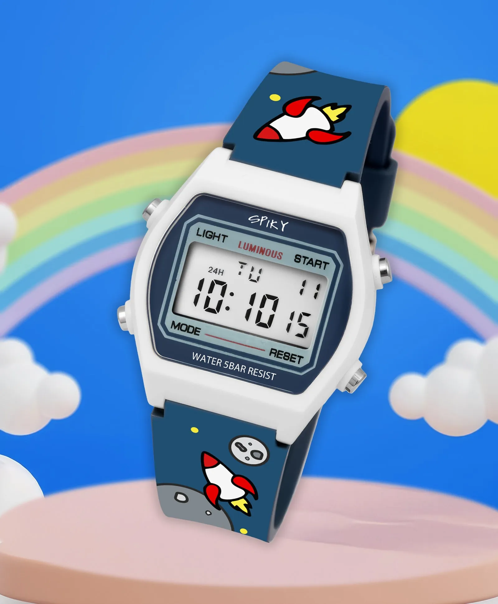 Spiky Eva25 Unique Square Multi Functional Sports Digital Watch - Blue