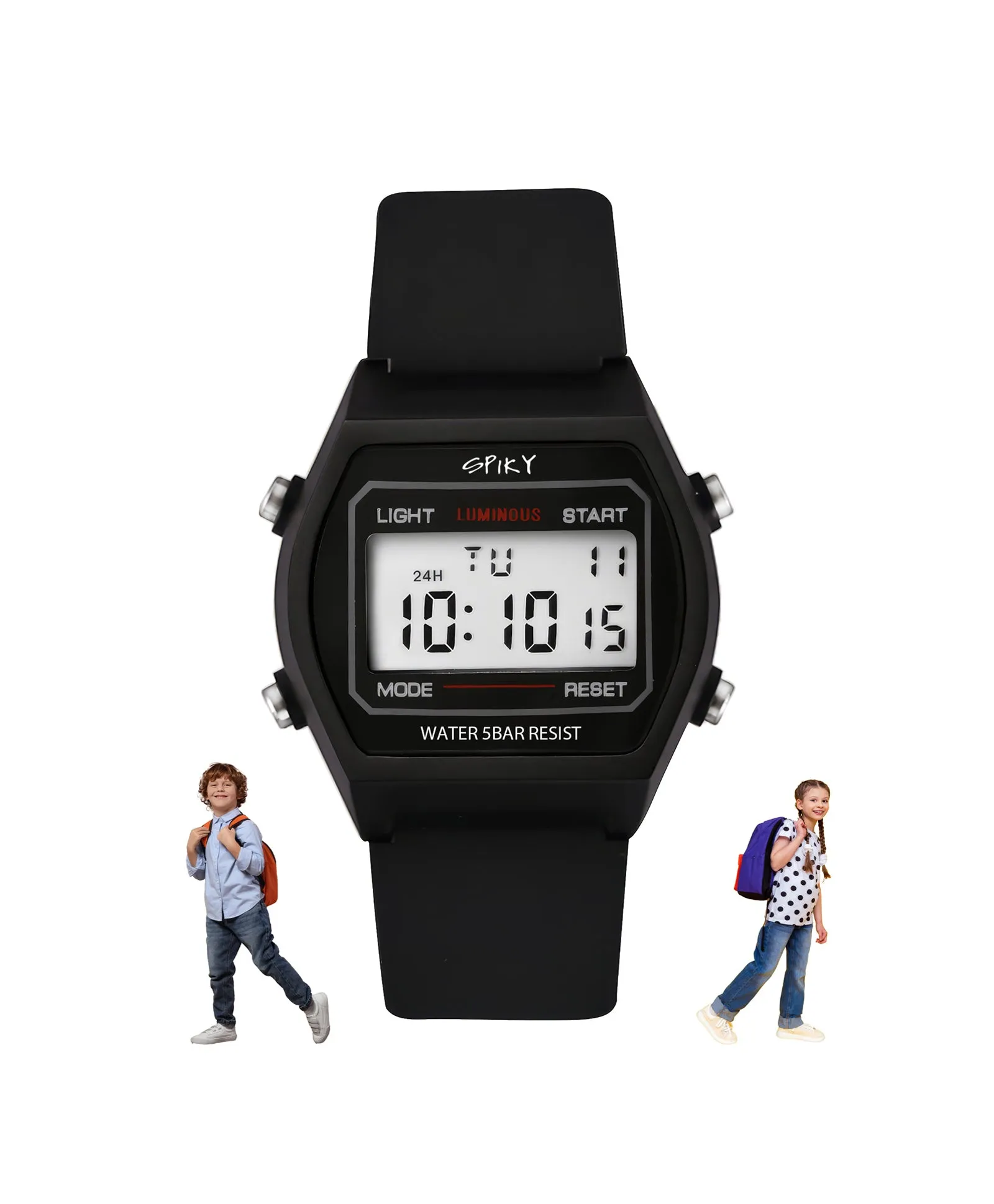 Spiky Eva25 Unique Square Multi Functional Sports Digital Watch - Blue