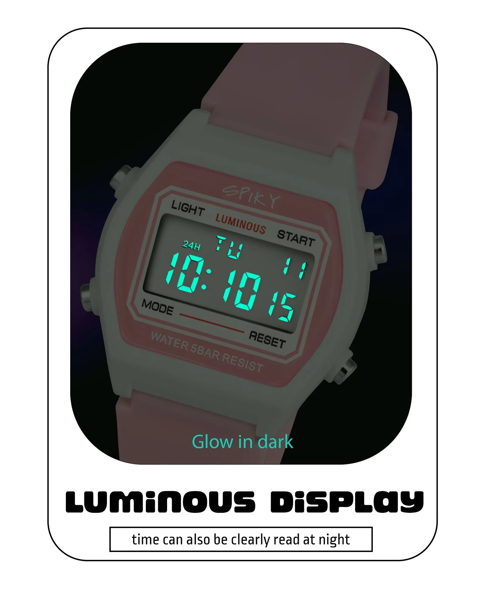 Spiky Eva25 Unique Square Multi Functional Sports Digital Watch - Blue