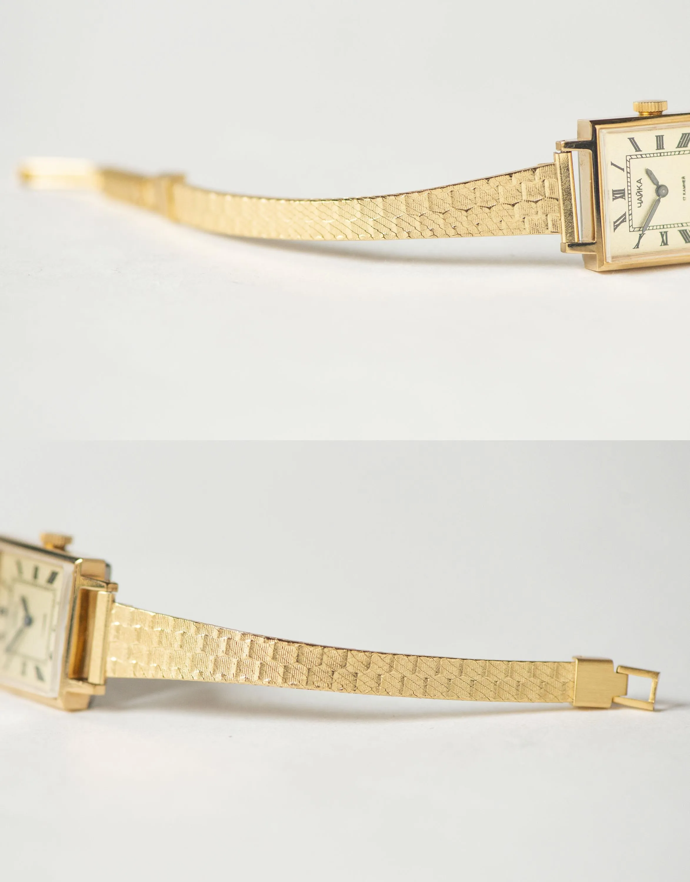 Square cocktail watch for women gold plated Seagull jewelry gift, Roman numerals women watch tank style, retro timepiece dainty accessory