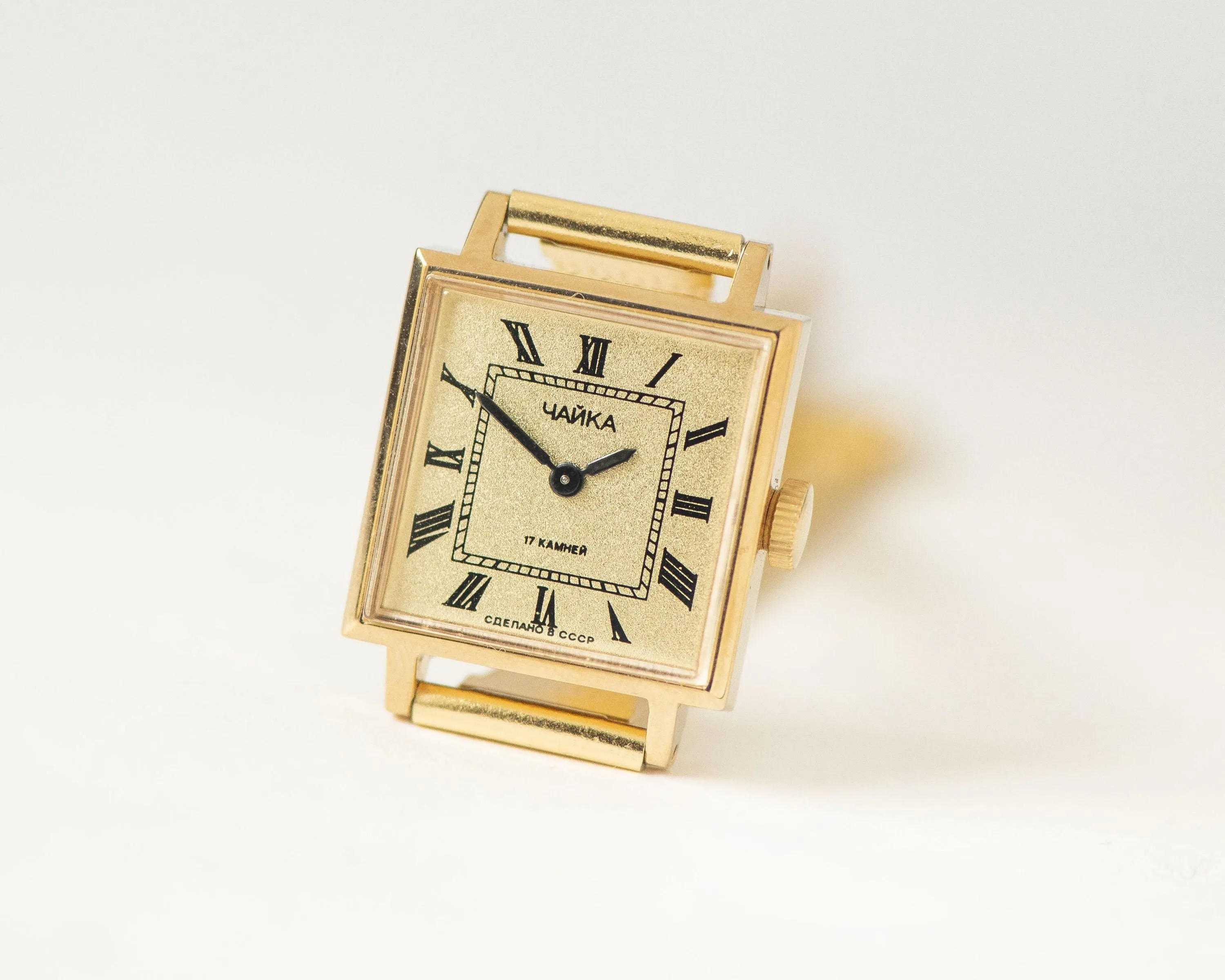 Square cocktail watch for women gold plated Seagull jewelry gift, Roman numerals women watch tank style, retro timepiece dainty accessory