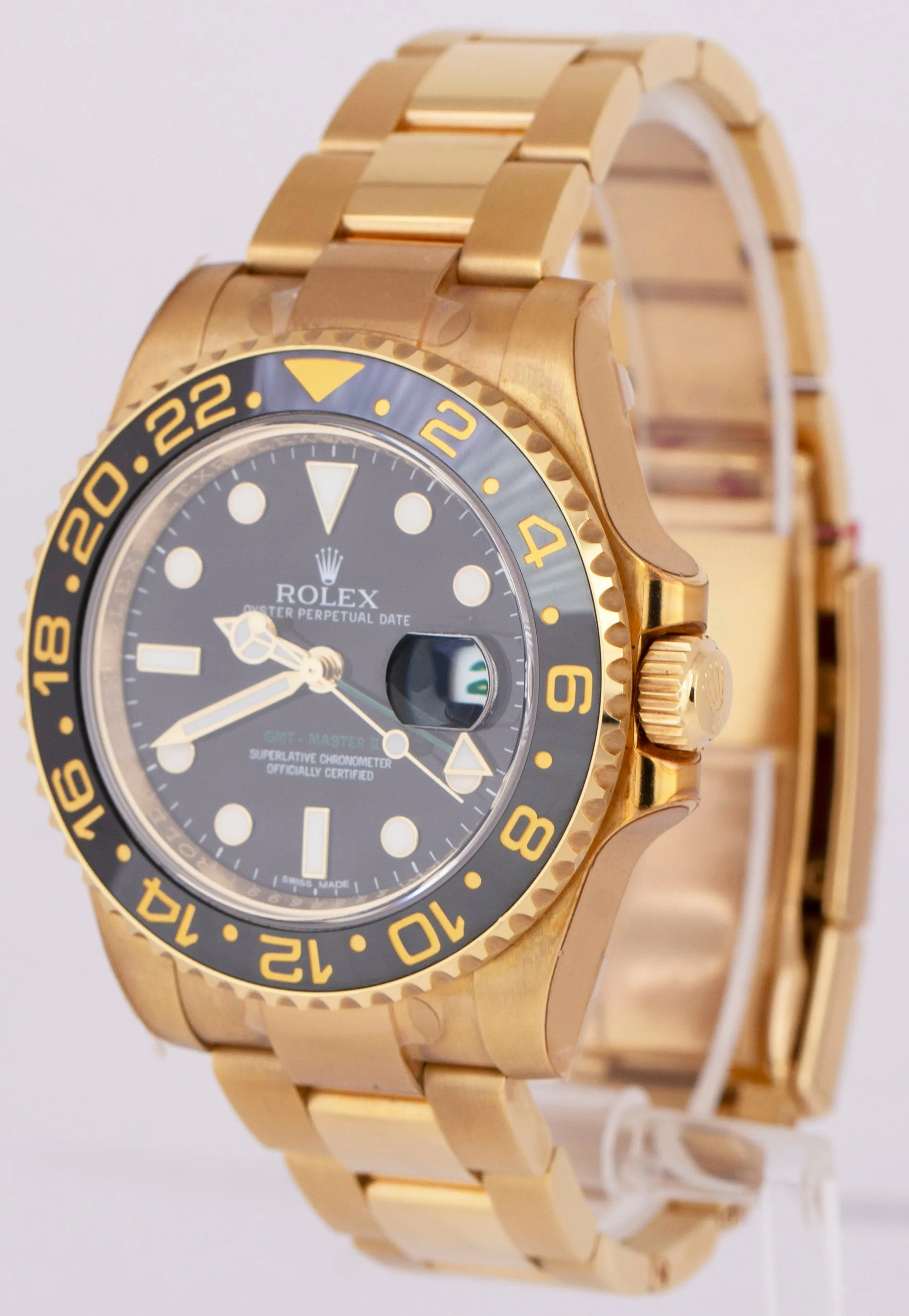 STICKERED 2019 Rolex GMT-Master II Ceramic 18K Yellow Gold 40mm 116718 LN BOX