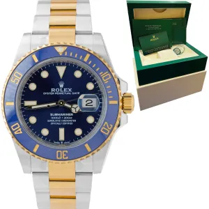 STICKERED 2021 Rolex Submariner Date 41mm Ceramic Two-Tone Blue Watch 126613 LB