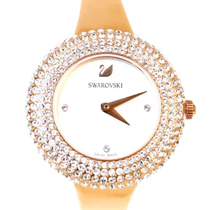 Swarovski Octea Lux Chrono Watch Leather Strap Gray Rose-Gold Tone