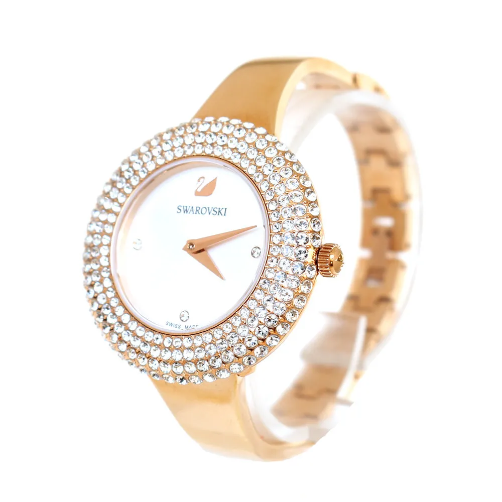 Swarovski Octea Lux Chrono Watch Leather Strap Gray Rose-Gold Tone