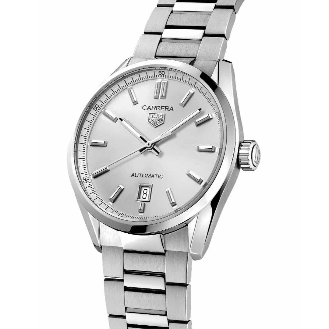 TAG Heuer Carrera Calibre 5 Automatic Men's Silver Dial & Steel Watch, 39mm