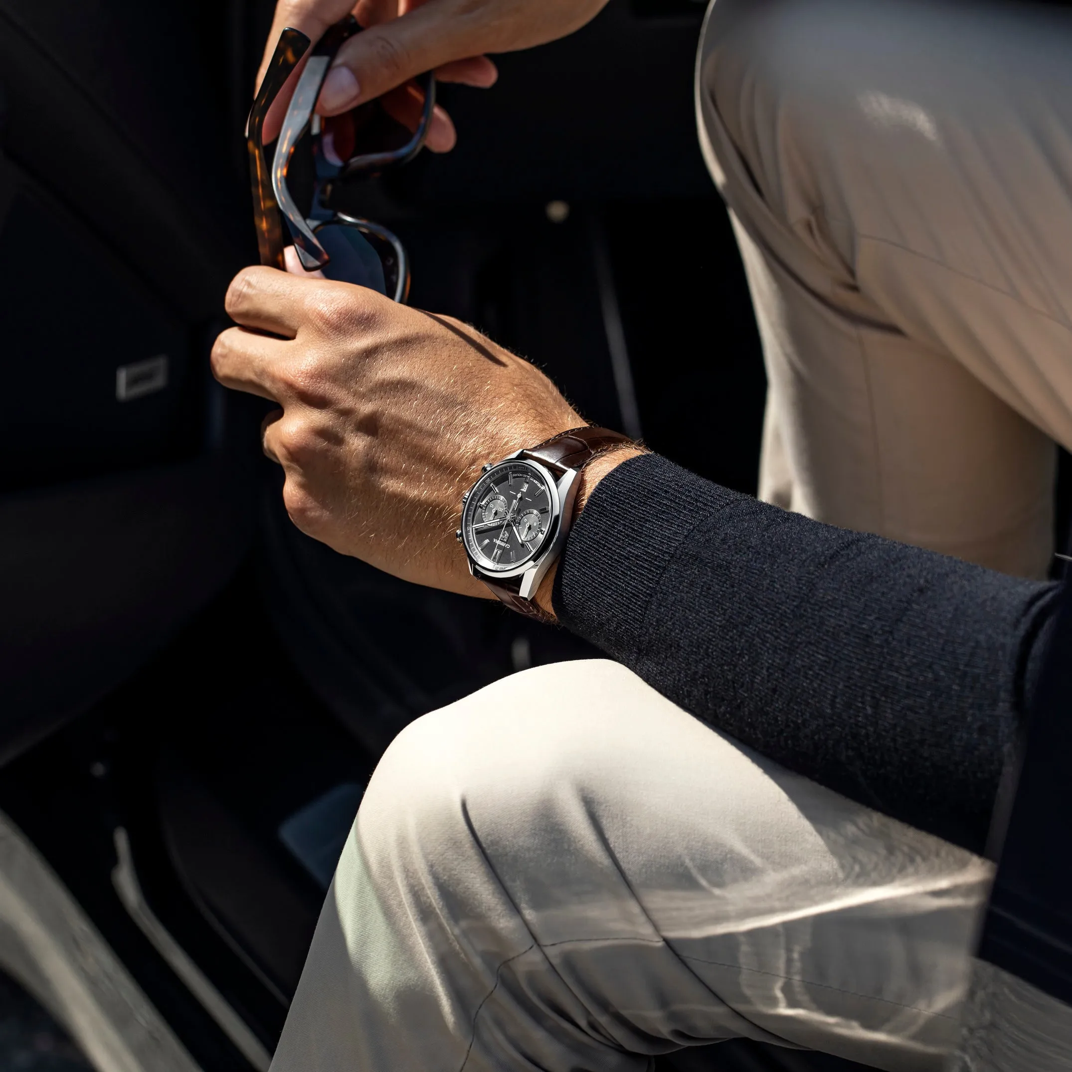 TAG Heuer Carrera Chronograph Men's Calibre Heuer 02 Automatic Chronograph Anthracite Dial Watch with Leather Strap