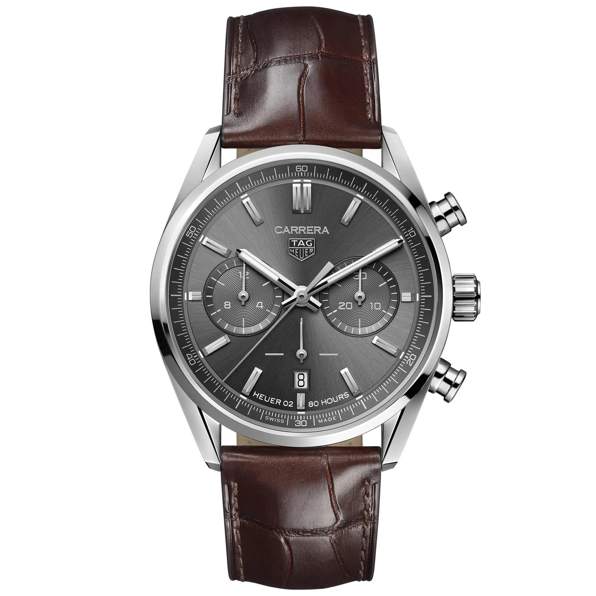 TAG Heuer Carrera Chronograph Men's Calibre Heuer 02 Automatic Chronograph Anthracite Dial Watch with Leather Strap