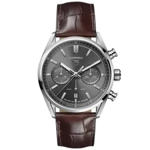 TAG Heuer Carrera Chronograph Men's Calibre Heuer 02 Automatic Chronograph Anthracite Dial Watch with Leather Strap