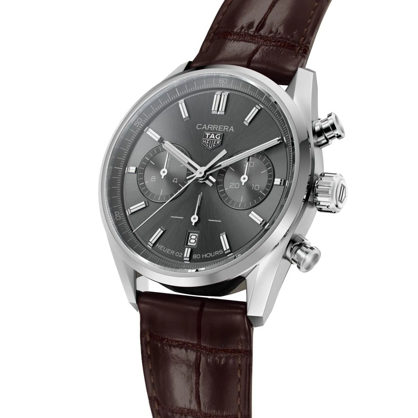 TAG Heuer Carrera Chronograph Men's Calibre Heuer 02 Automatic Chronograph Anthracite Dial Watch with Leather Strap