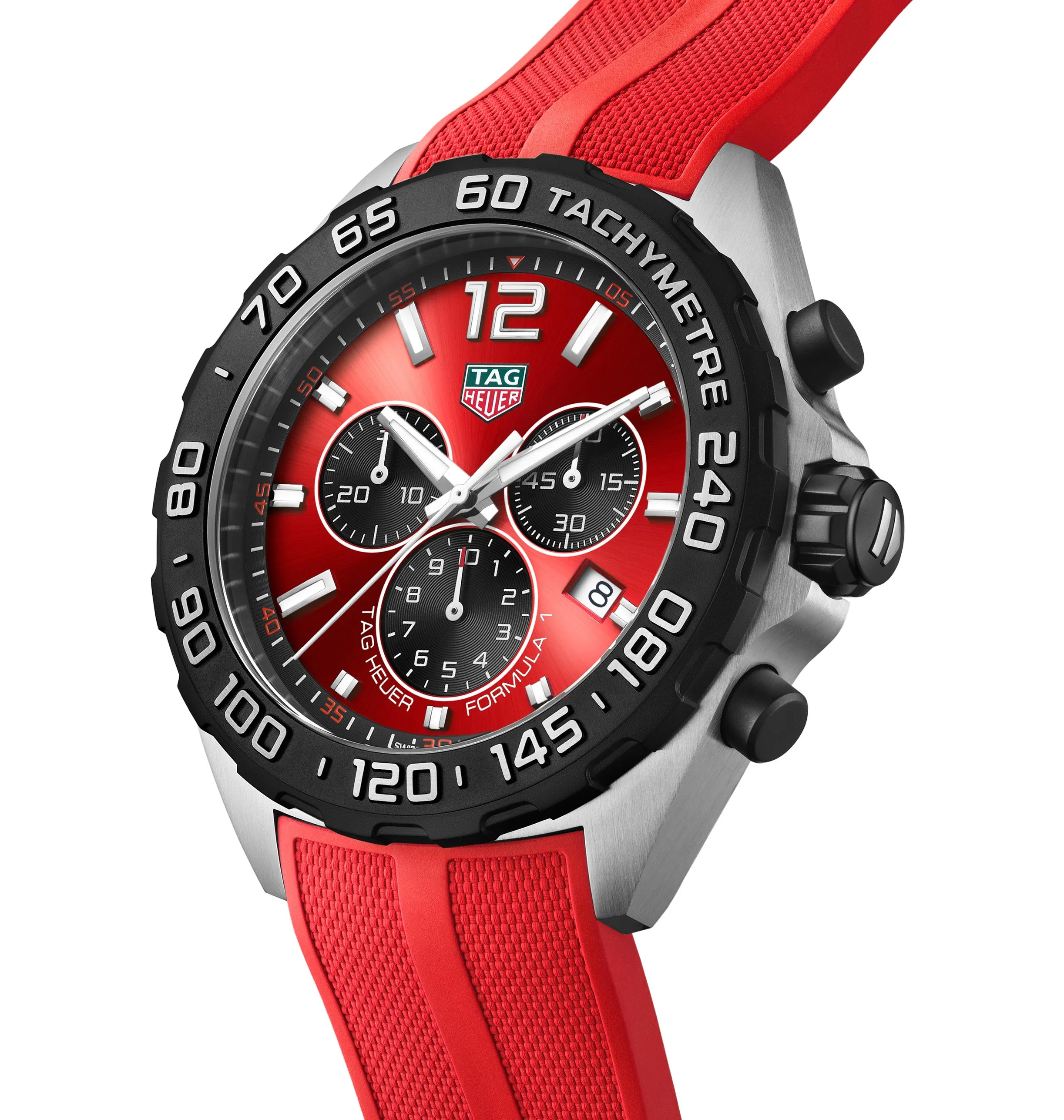 TAG Heuer Formula 1 Men's Quartz Chronograph Red Dial and Rubber Strap Watch