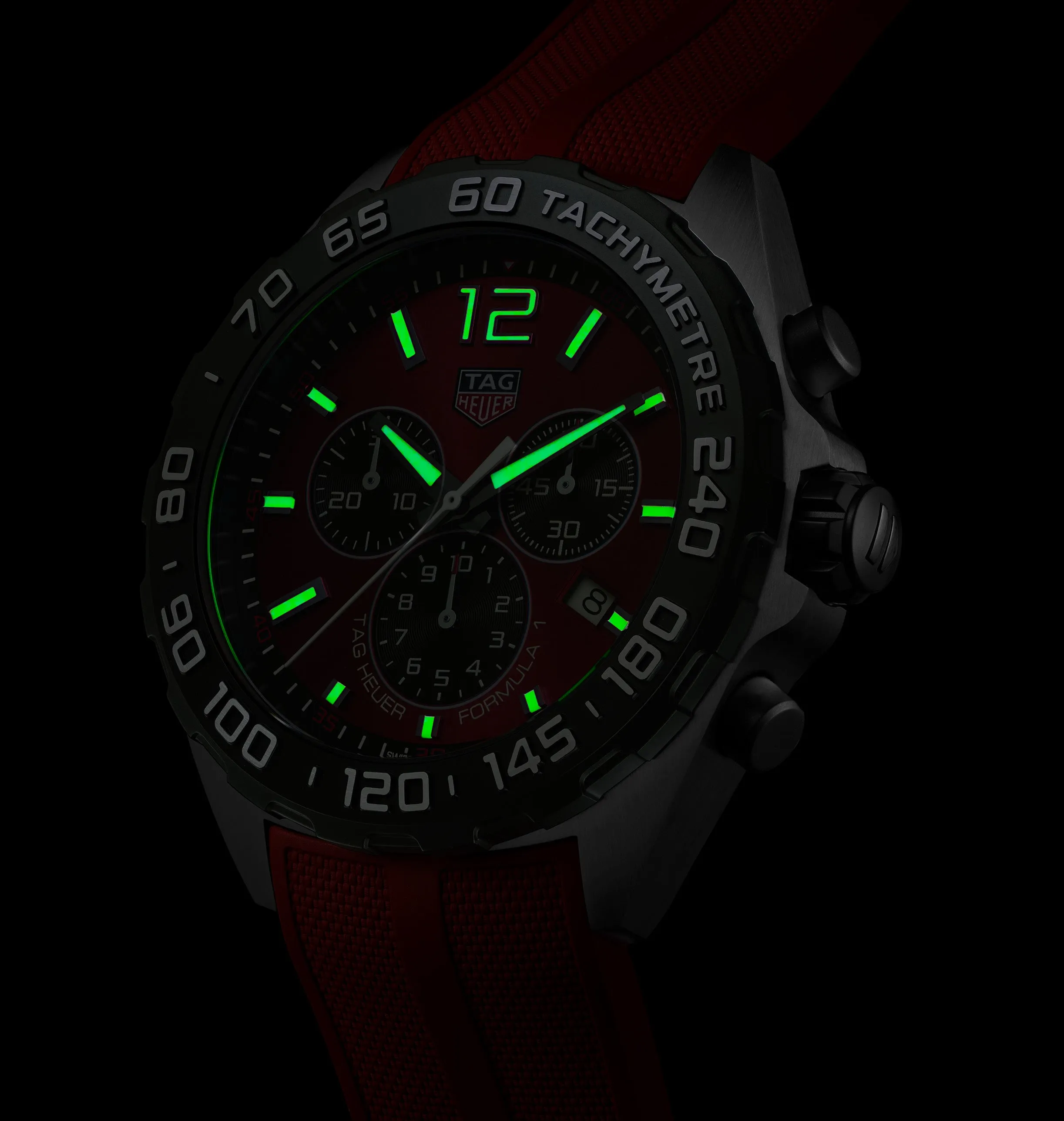 TAG Heuer Formula 1 Men's Quartz Chronograph Red Dial and Rubber Strap Watch
