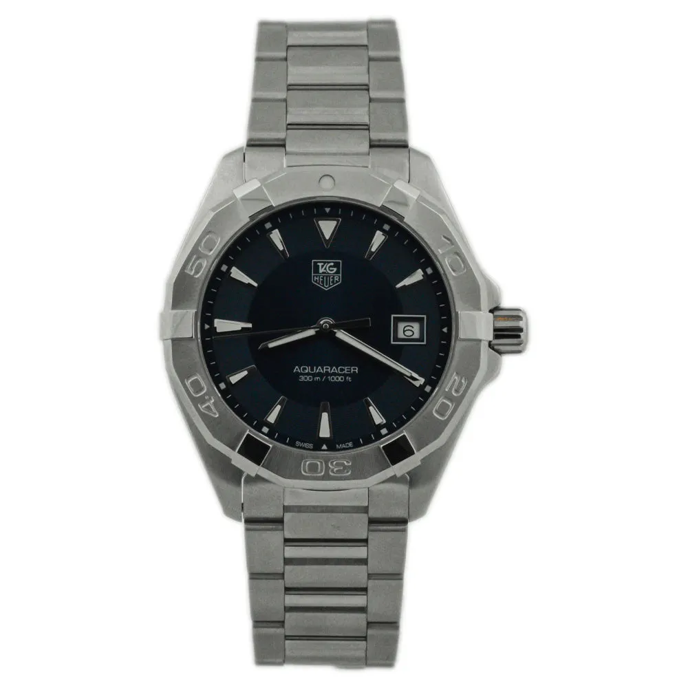Tag Heuer Men's Aquaracer Quartz Stainless Steel 41mm Blue Stick Dial Watch Reference #: WAY1112.BA0928