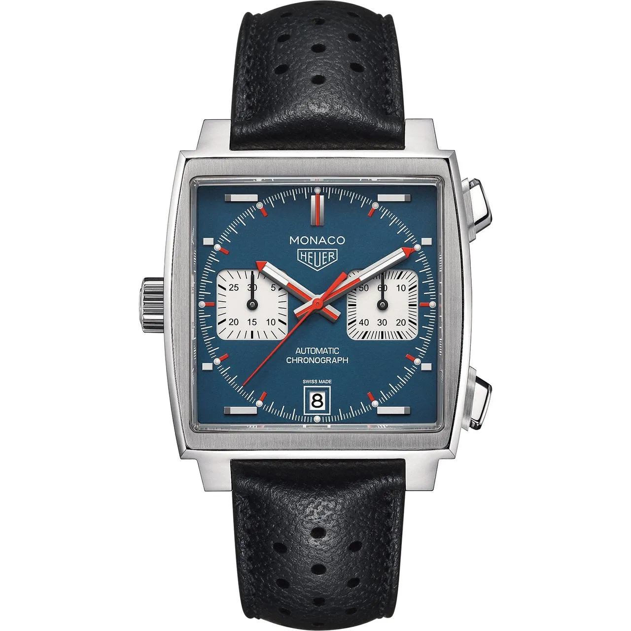 TAG Heuer Monaco Men's Automatic Calibre 11 Chronograph Blue Dial Leather Strap Watch