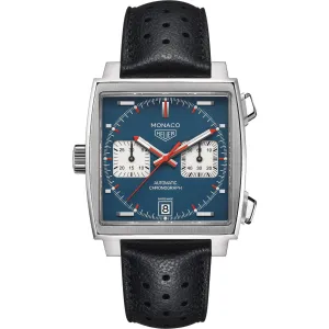 TAG Heuer Monaco Men's Automatic Calibre 11 Chronograph Blue Dial Leather Strap Watch