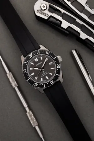 The Essentials Premium Cut To Size FKM Rubber Two Piece Watch Strap Black