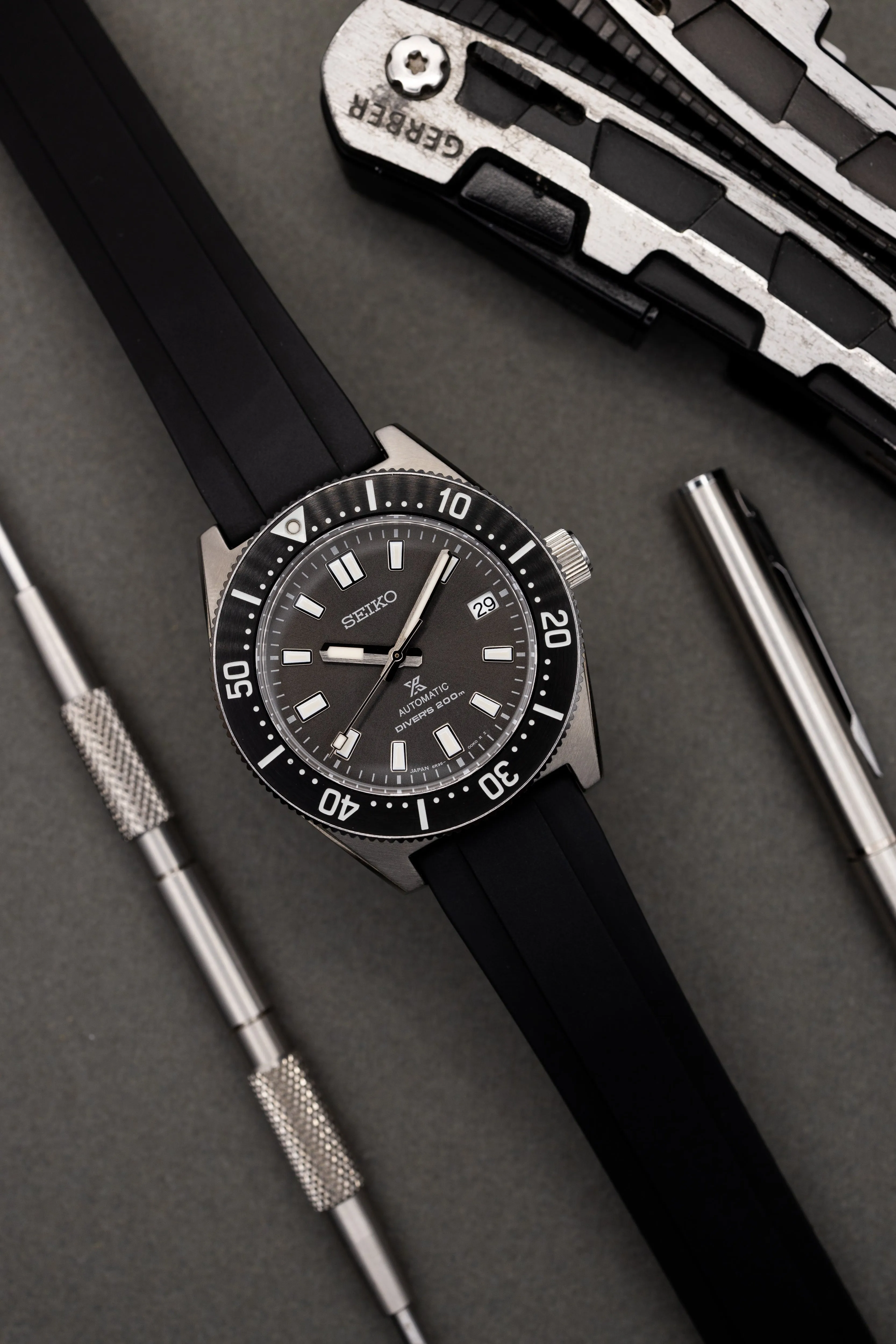 The Essentials Premium Cut To Size FKM Rubber Two Piece Watch Strap Black