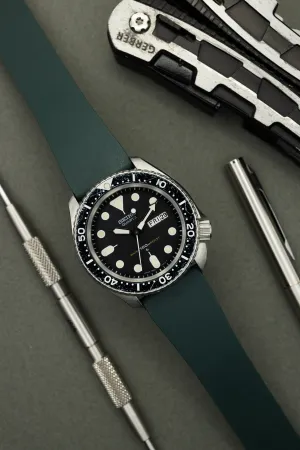The Essentials Premium Cut To Size FKM Rubber Two Piece Watch Strap Forest Green