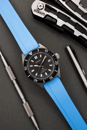 The Essentials Premium Cut To Size FKM Rubber Two Piece Watch Strap Sky Blue