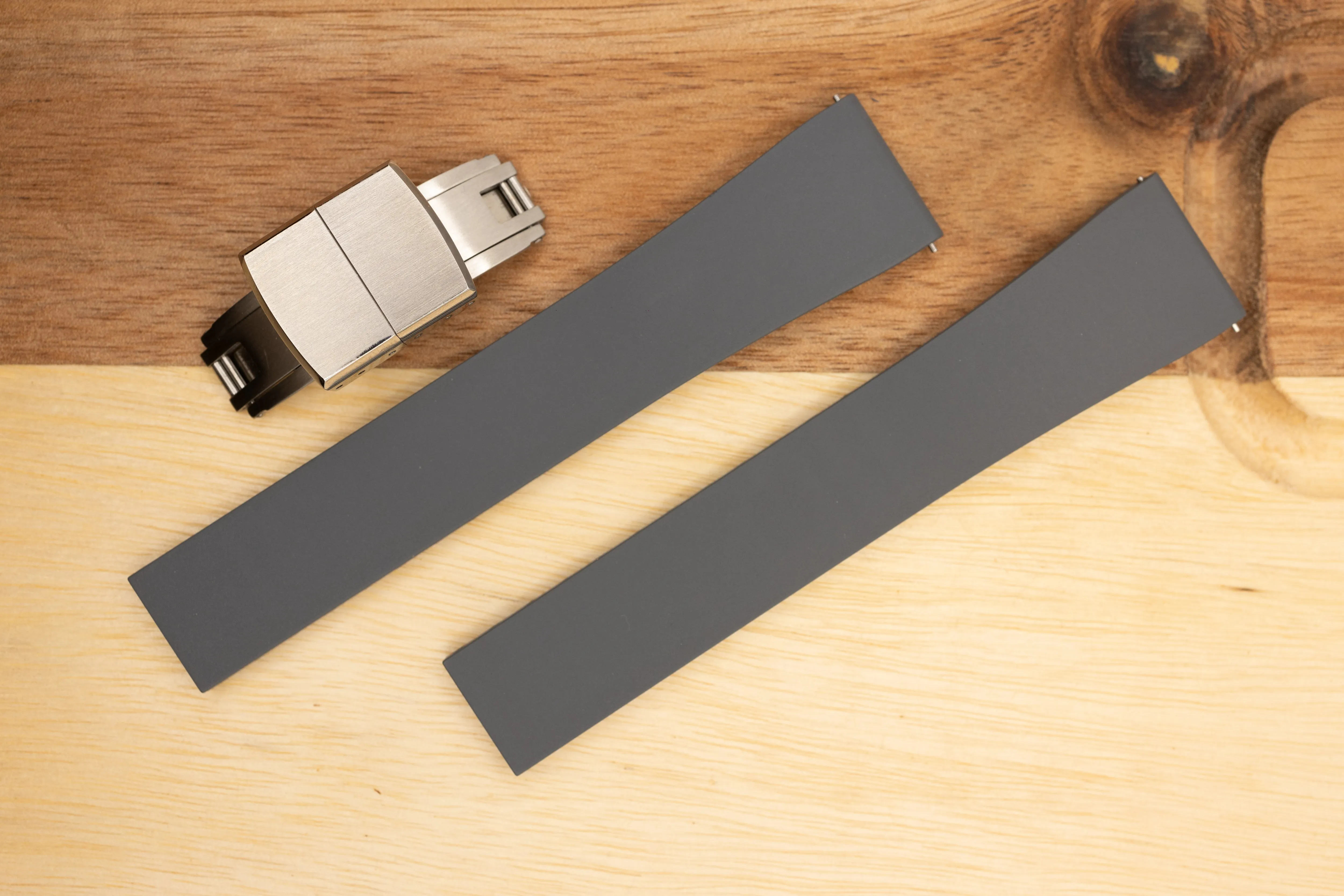The Essentials Premium Cut To Size FKM Rubber Two Piece Watch Strap Slate Grey