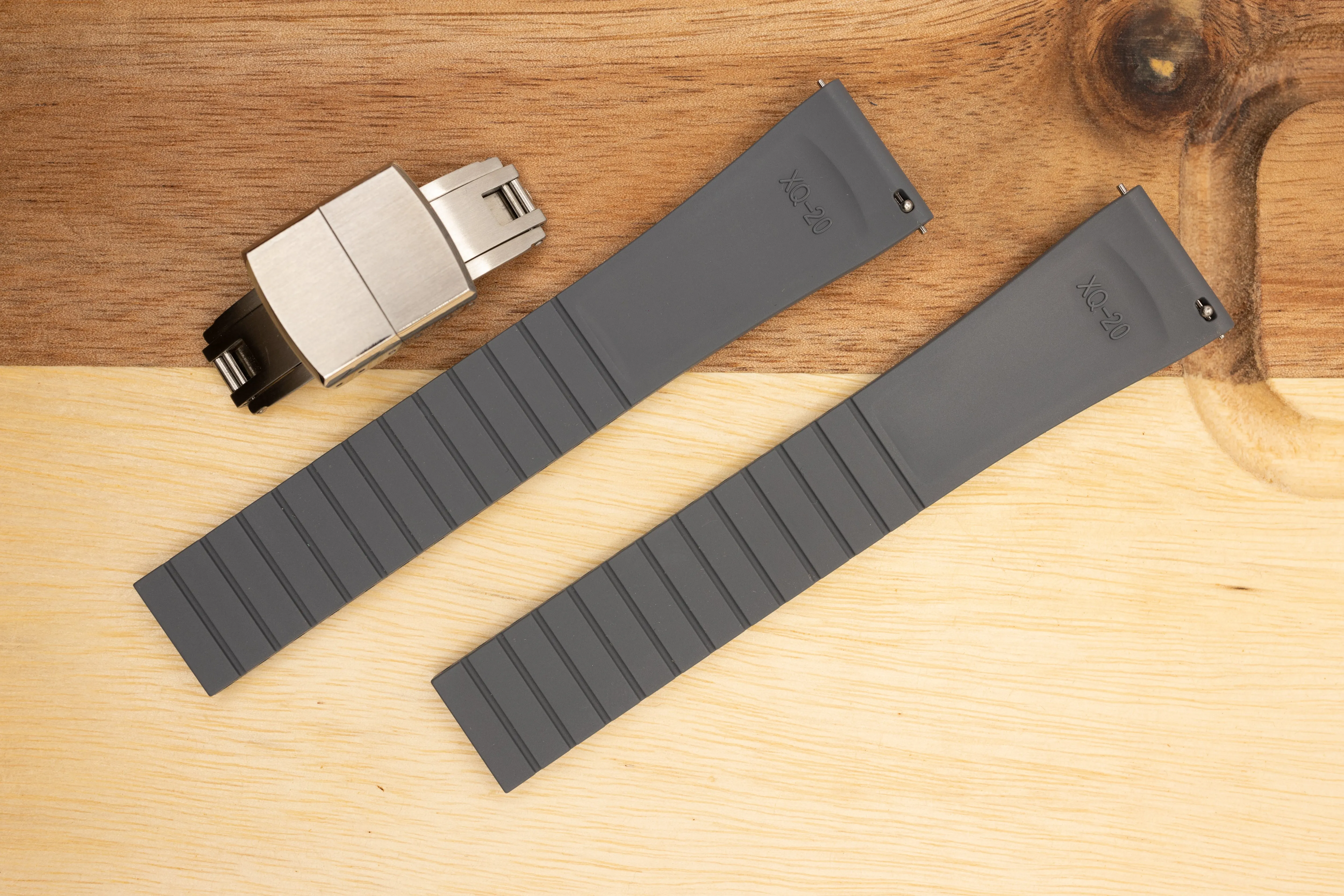 The Essentials Premium Cut To Size FKM Rubber Two Piece Watch Strap Slate Grey