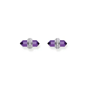 THOMAS SABO Crystal Stud Earrings with Imitation Amethyst Silver