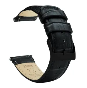 Timex Weekender Expedition Watches Black Alligator Grain Leather Watch Band
