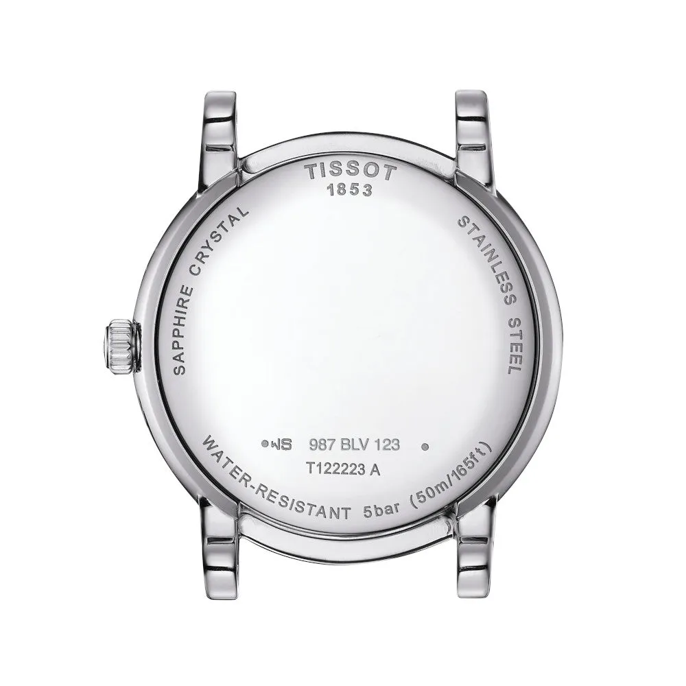 Tissot Carson Premium Lady Moonphase Stainless Steel Light Blue Dial and Leather Strap Watch