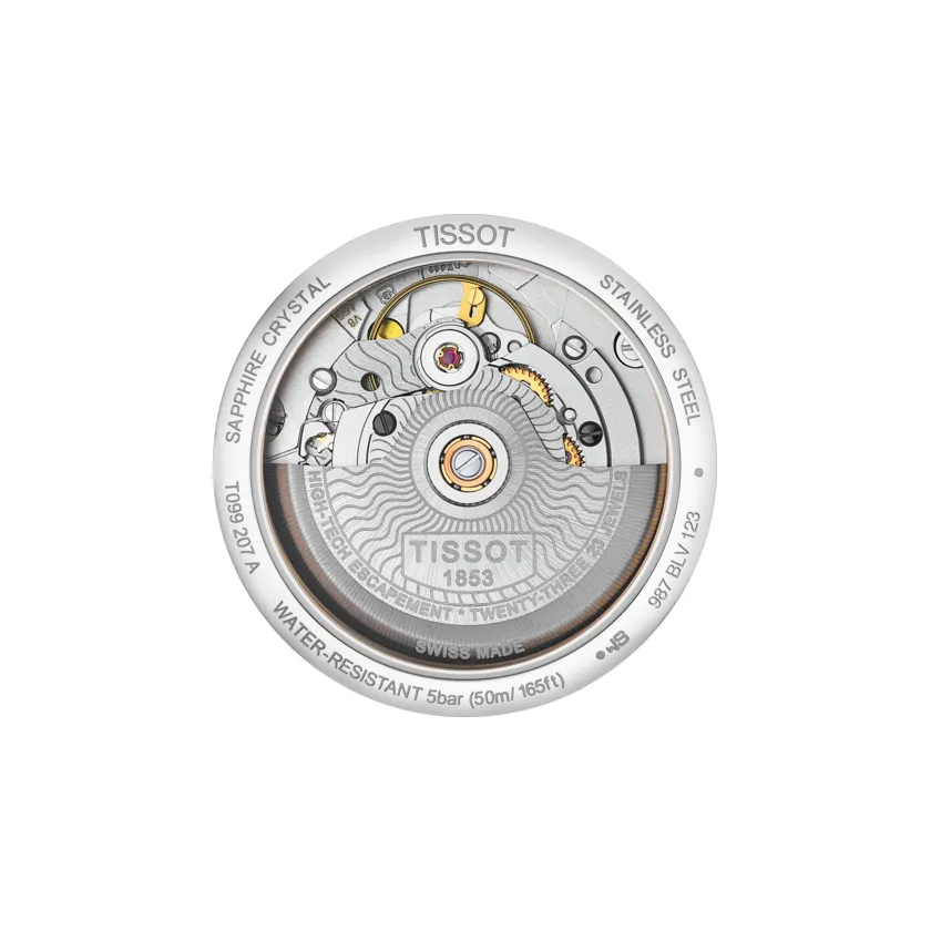 Tissot Chemin Des Tourelles Powermatic 80 Ladies Mother of Pearl Dial Red Leather Strap Watch