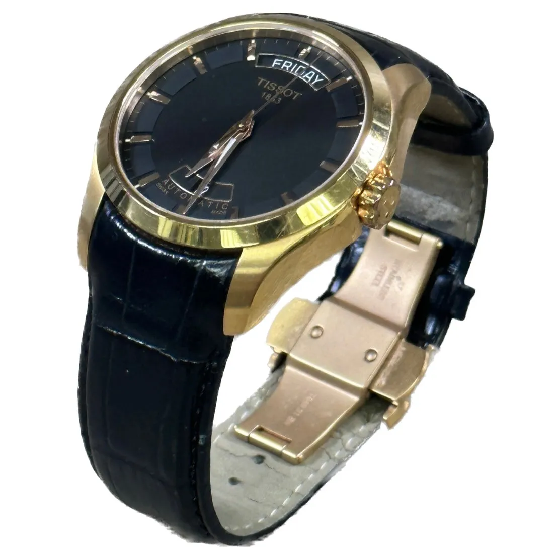 Tissot Couturier Automatic Black Dial Watch - Black Leather Band