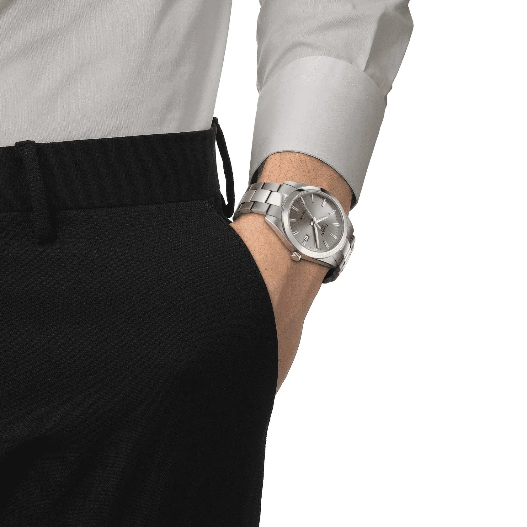 Tissot Gentleman Titanium Silver Tone Gray Dial Watch