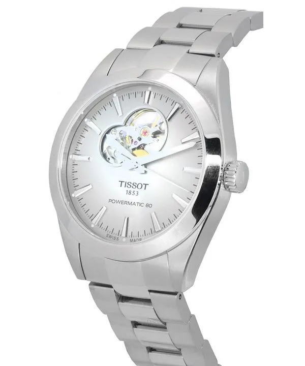 Tissot T-Classic Gentleman Powermatic 80 Stainless Steel Open Heart Sunray Dial Automatic T127.407.11.081.00 100M Men's Watch