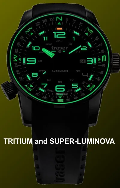 traser® P68 Pathfinder Automatic Tritium Watch, Black Dial, Rubber Dive Strap, 109741