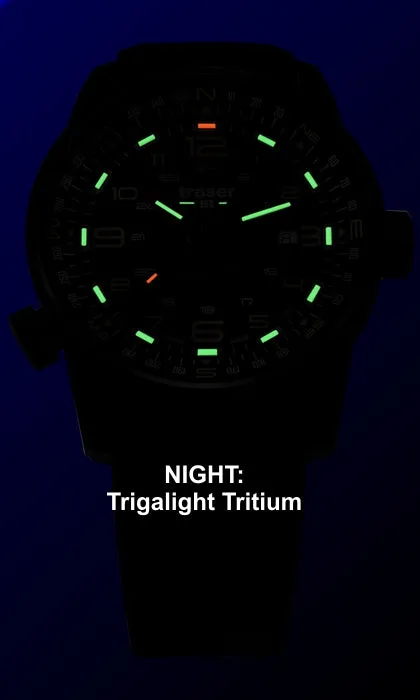 traser P68 Pathfinder Automatic Tritium Watch, Dark Green Dial, Rubber Dive Strap 110457