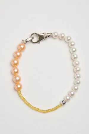 TRIN-KET | WHITE/PEACH FRESHWATER PEARL YELLOW SAPPHIRE BRACELET