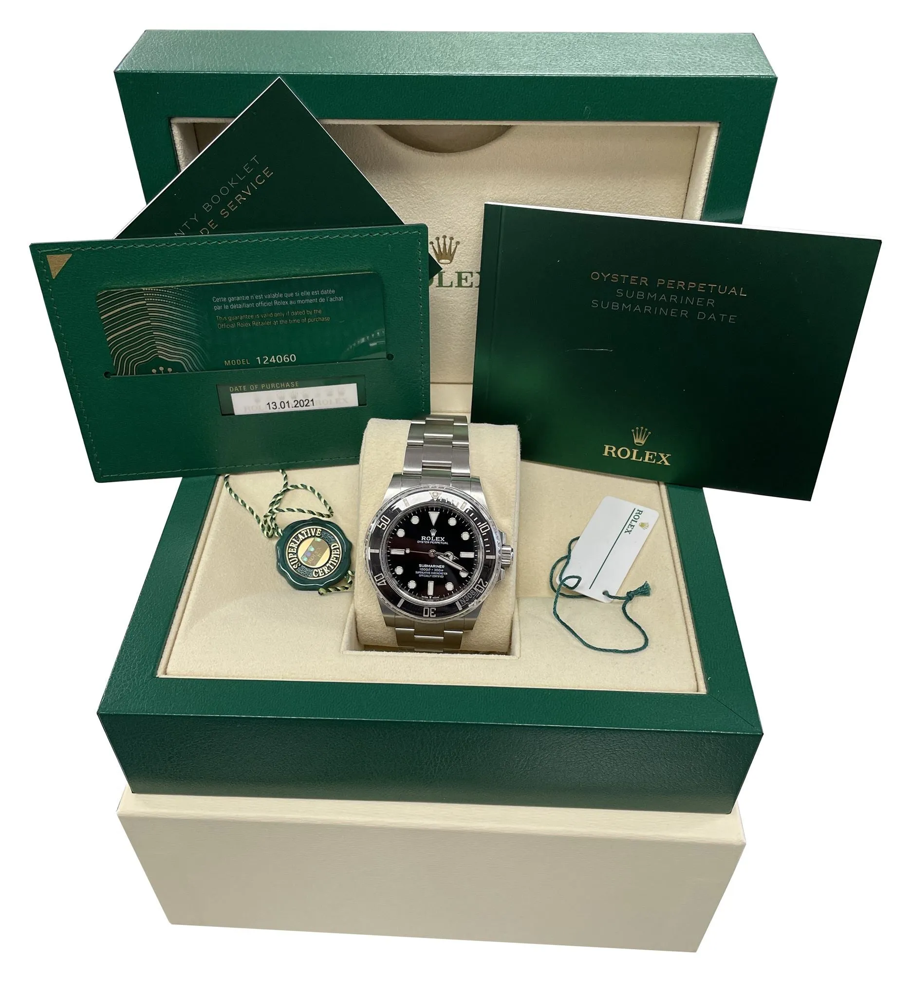 UNPOLISHED 2021 Rolex Submariner 41mm No-Date Black Ceramic Watch 124060 LN